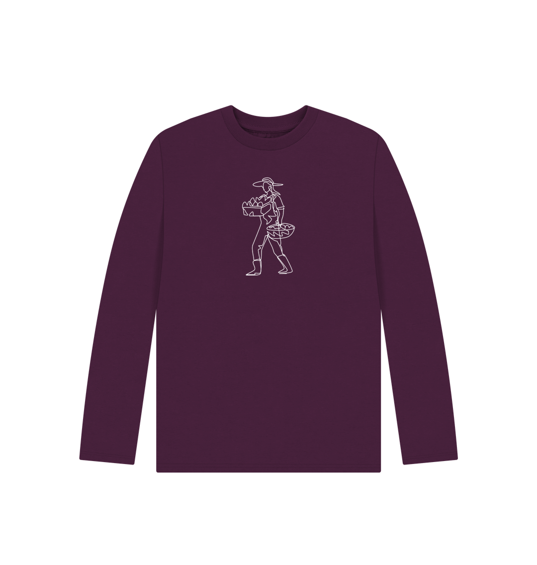 Purple Kid's Harvest Organic Cotton Long Sleeve Tee (White)