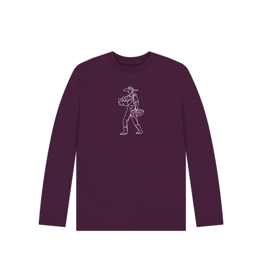 Purple Kid's Harvest Organic Cotton Long Sleeve Tee (White)