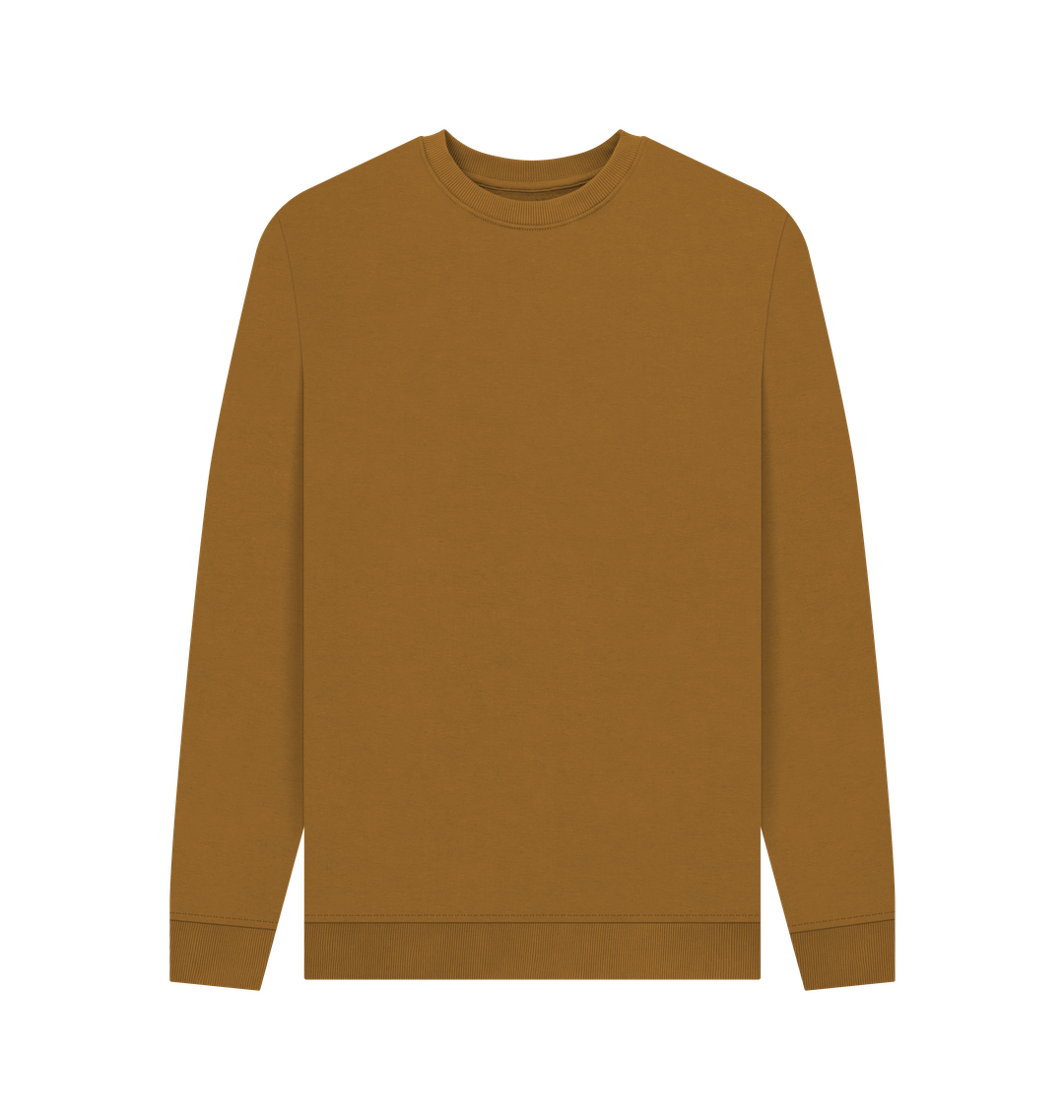 Brown Men's Solid Organic Cotton Crewneck Sweater