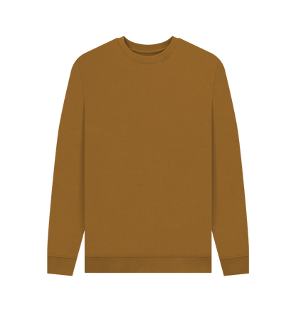 Brown Men's Solid Organic Cotton Crewneck Sweater