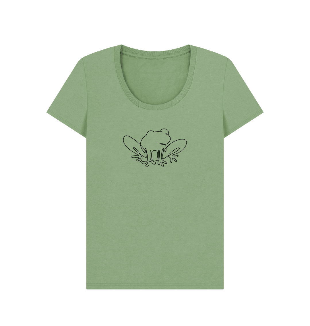 Sage Women's Frog Organic Cotton Scoop Neck Tee (Black)