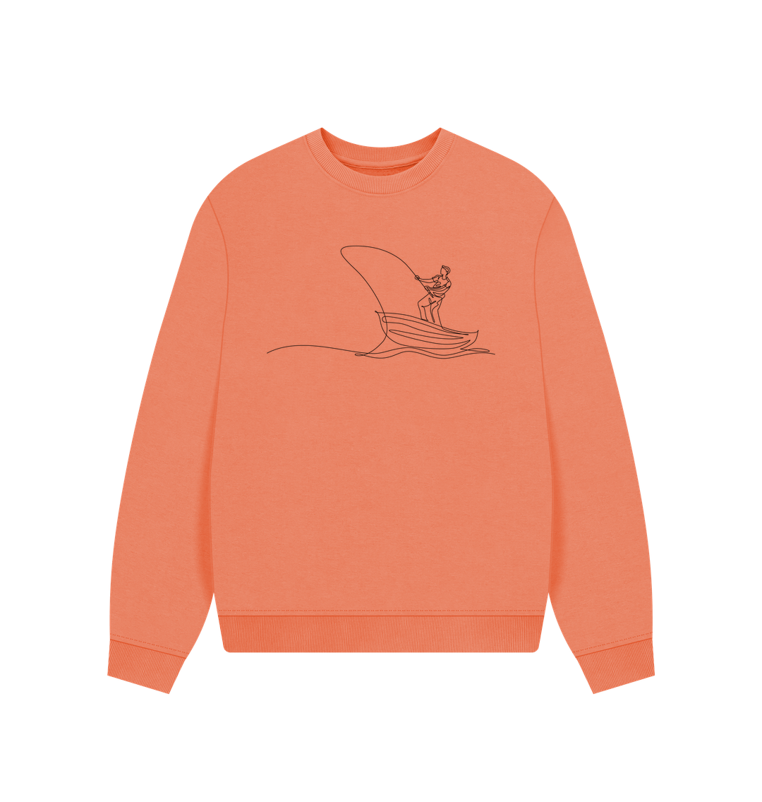 Apricot Women's Fisherman Organic Cotton Oversized Crewneck - Black Design