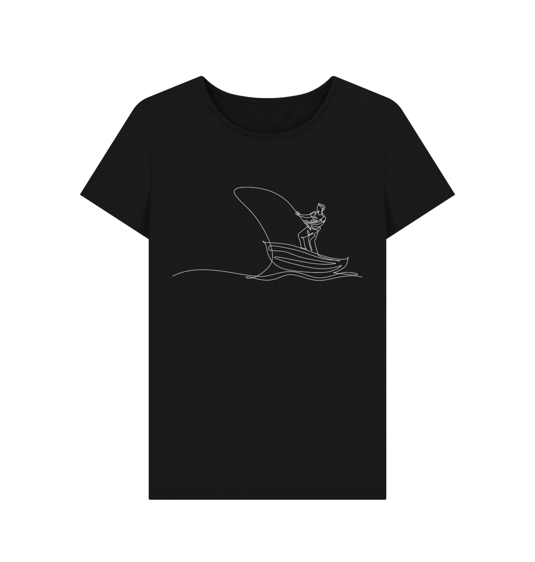 Black Women's Fisherman Organic Cotton Crewneck Tee (White)