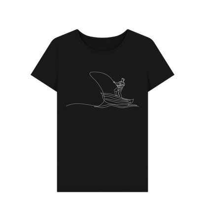 Black Women's Fisherman Organic Cotton Crewneck Tee (White)