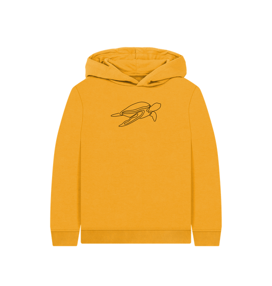 Mustard Kid's Sea Turtle Organic Cotton Pullover Hoodie (Black)