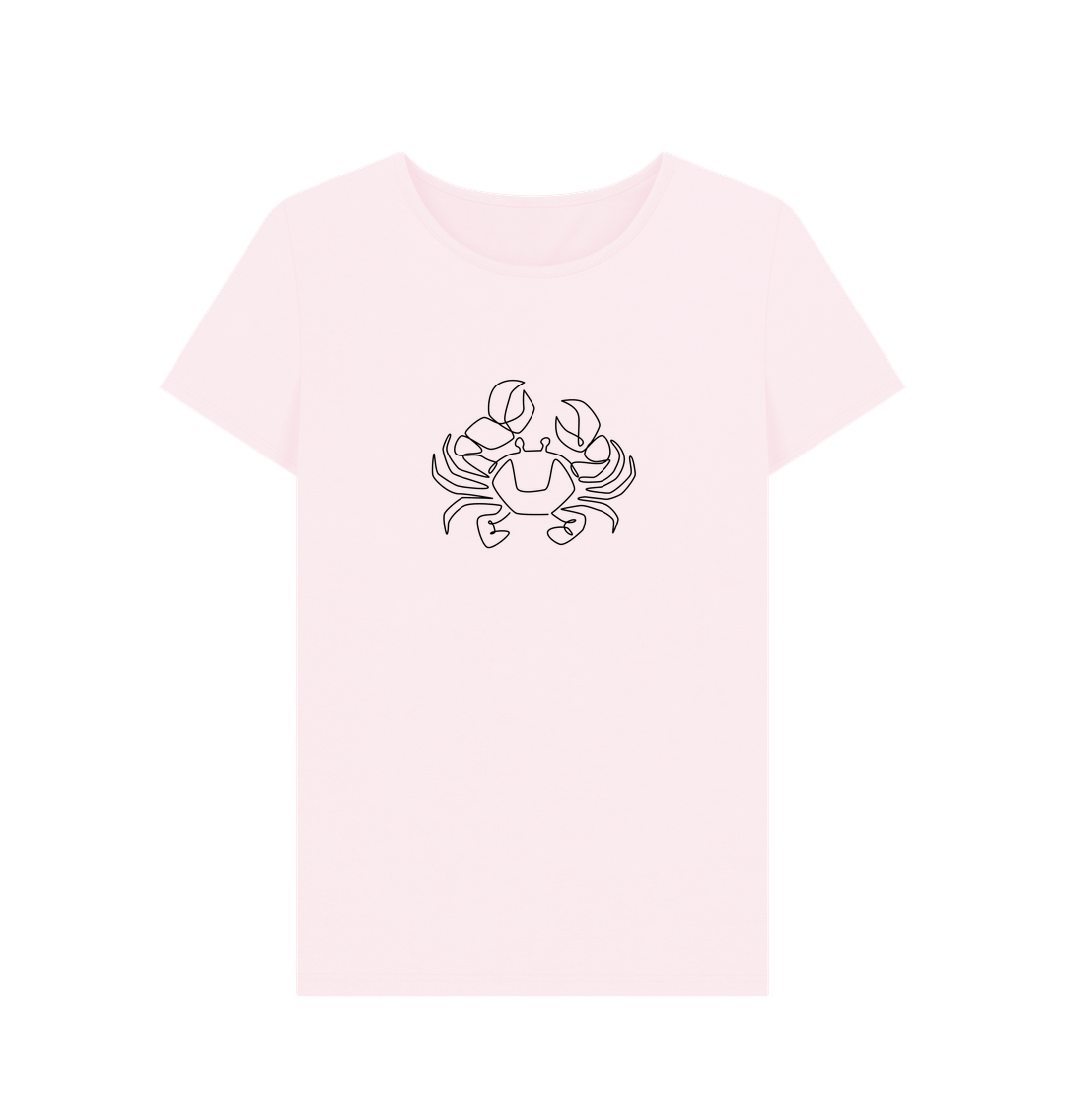 Pink Women's Crab Organic Cotton Crewneck Tee (Black)