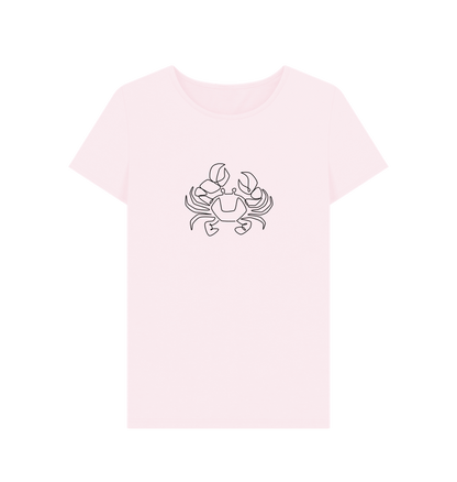 Pink Women's Crab Organic Cotton Crewneck Tee (Black)