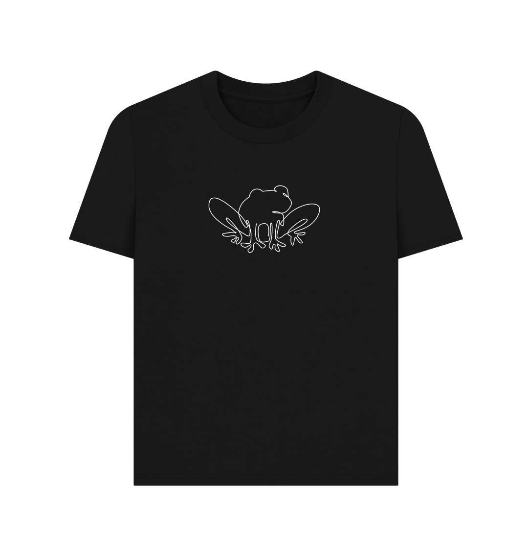 Black Women's Frog Organic Cotton Basic Tee (White)