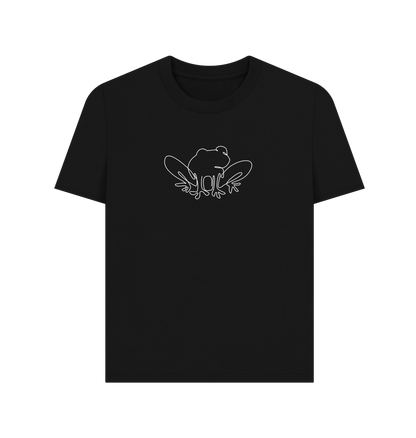 Black Women's Frog Organic Cotton Basic Tee (White)