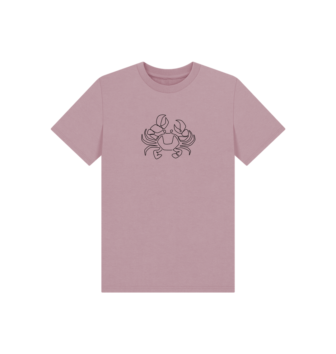 Mauve Kid's Crab Organic Cotton Basic Tee (Black)