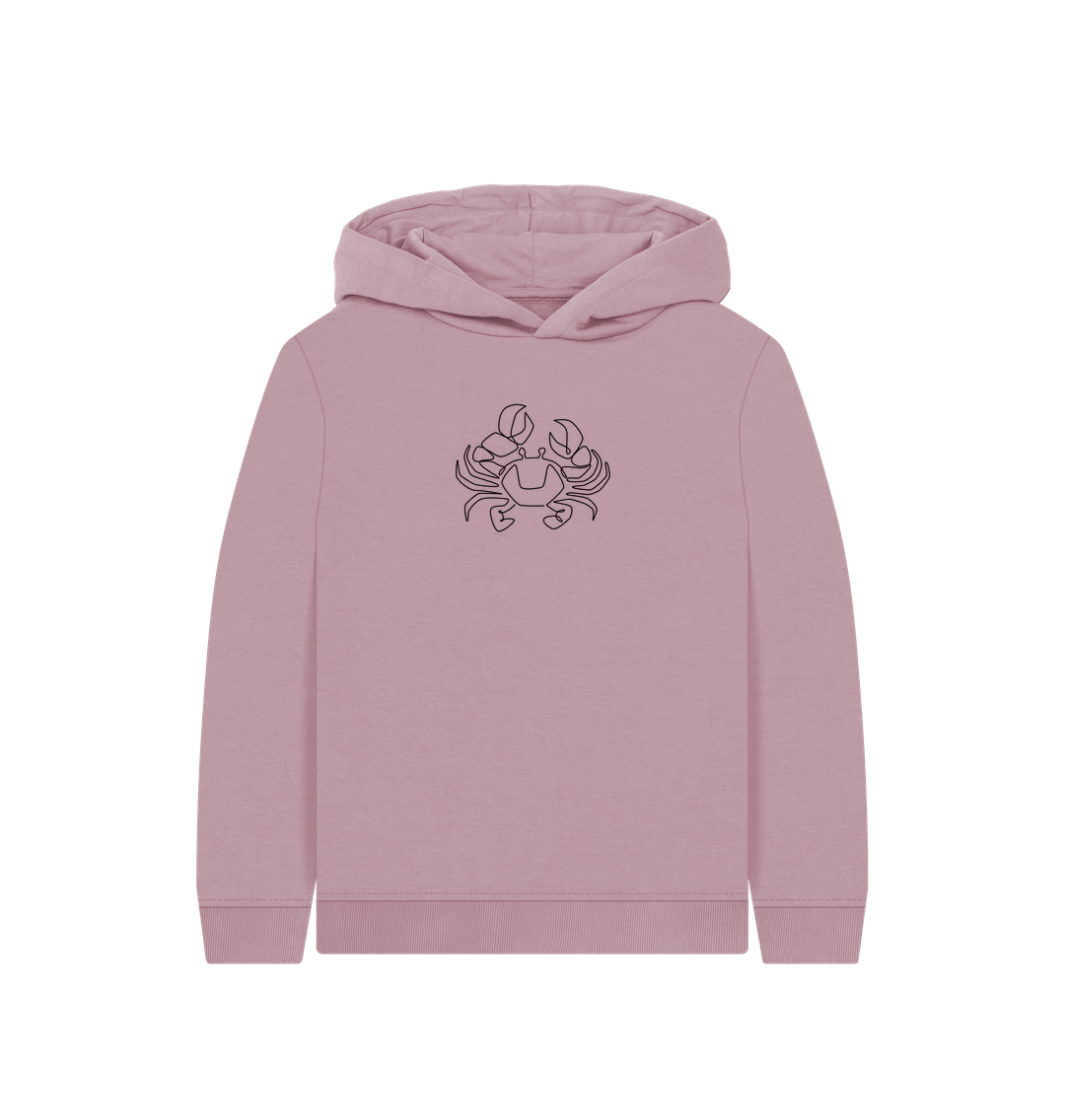 Mauve Kid's Crab Organic Cotton Pullover Hoodie (Black)