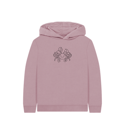 Mauve Kid's Crab Organic Cotton Pullover Hoodie (Black)