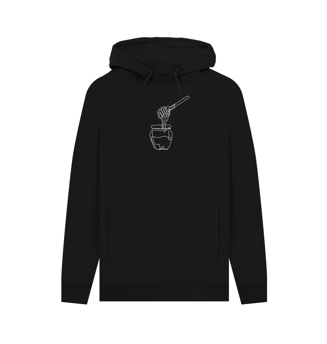 Black Men's Honey Organic Cotton Pullover Hoodie (White)