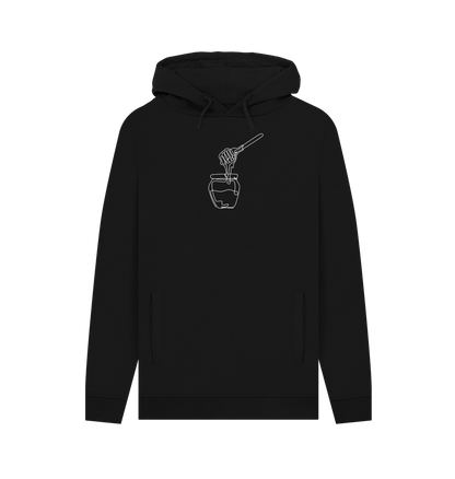 Black Men's Honey Organic Cotton Pullover Hoodie (White)