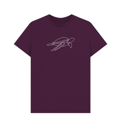 Purple Men's Sea Turtle Organic Cotton Basic Short Sleeve Tee (White)