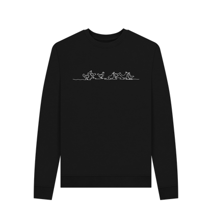 Black Women's Chickens Organic Cotton Crewneck Sweater (White)