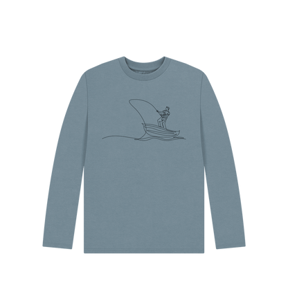 Stone Blue Kid's Fisherman Organic Cotton Long Sleeve Tee (Black)