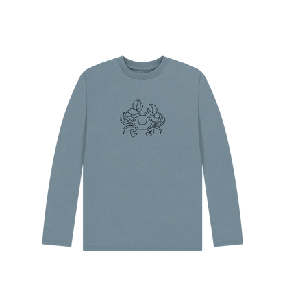 Stone Blue Kid's Crab Organic Cotton Long Sleeve Tee (Black)