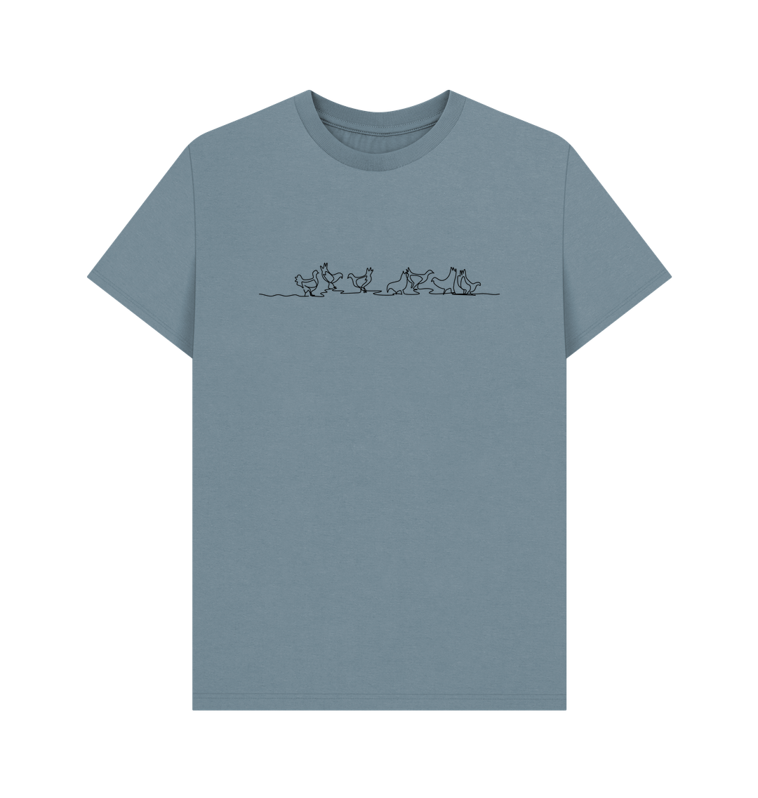 Stone Blue Men's Chickens Organic Cotton Basic Tee (Black)