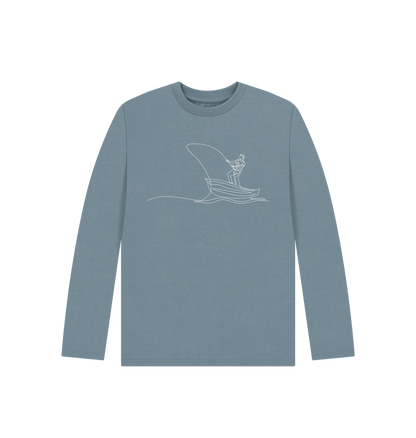 Stone Blue Kid's Fisherman Organic Cotton Long Sleeve Tee (White)