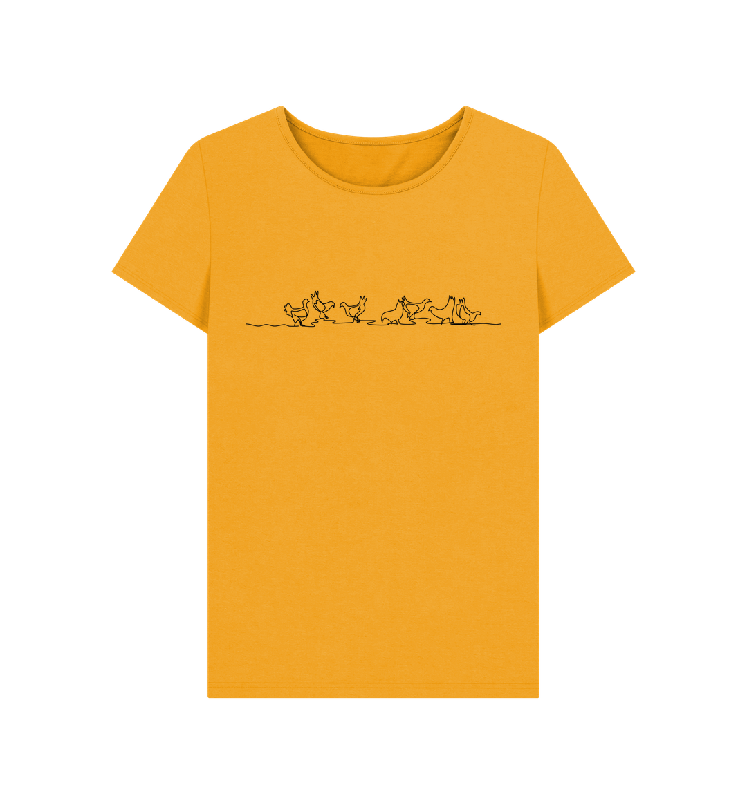 Mustard Women's Chickens Organic Cotton Crewneck Tee (Black)