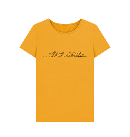 Mustard Women's Chickens Organic Cotton Crewneck Tee (Black)