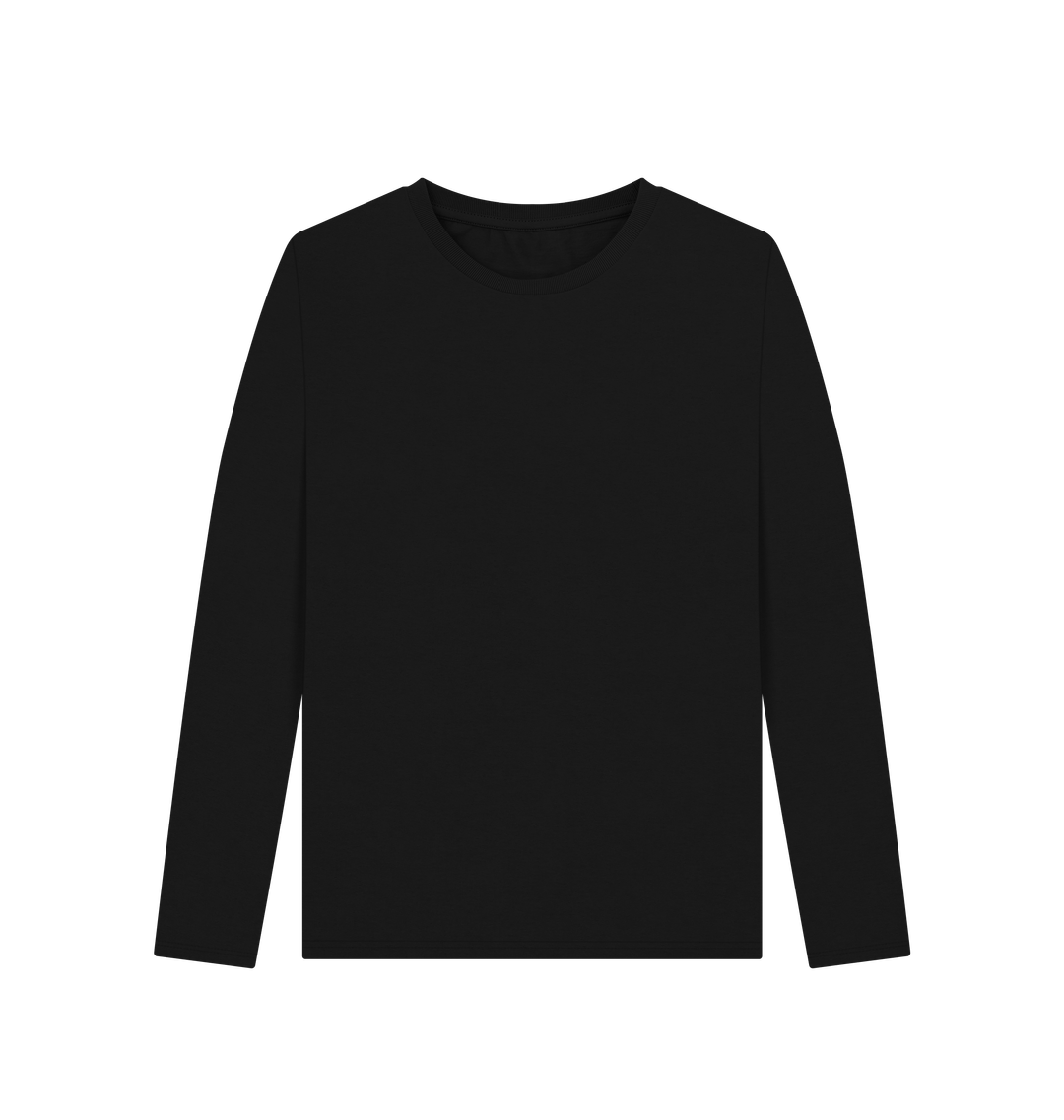 Black Women's Solid Organic Cotton Long Sleeve Tee