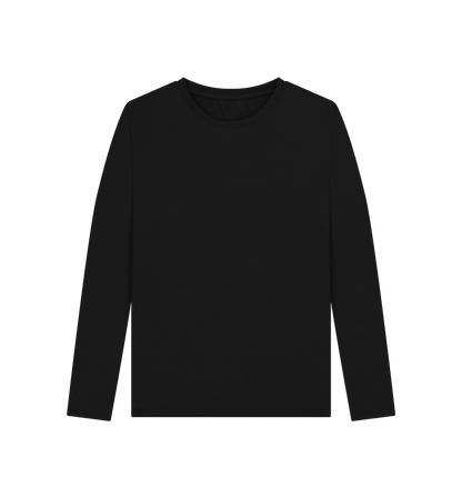 Black Women's Solid Organic Cotton Long Sleeve Tee