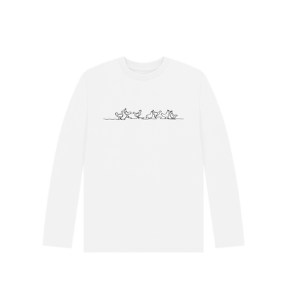 White Kid's Chickens Organic Cotton Long Sleeve Tee (Black)