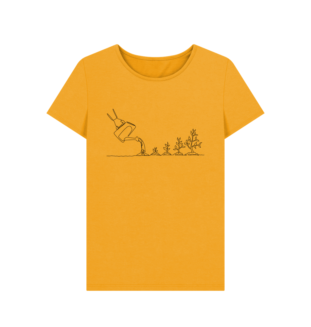 Mustard Women's Gardening Organic Cotton Crewneck Tee (Black)