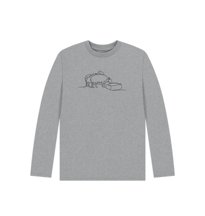 Athletic Grey Kid's Sheep Organic Cotton Long Sleeve Tee (Black)