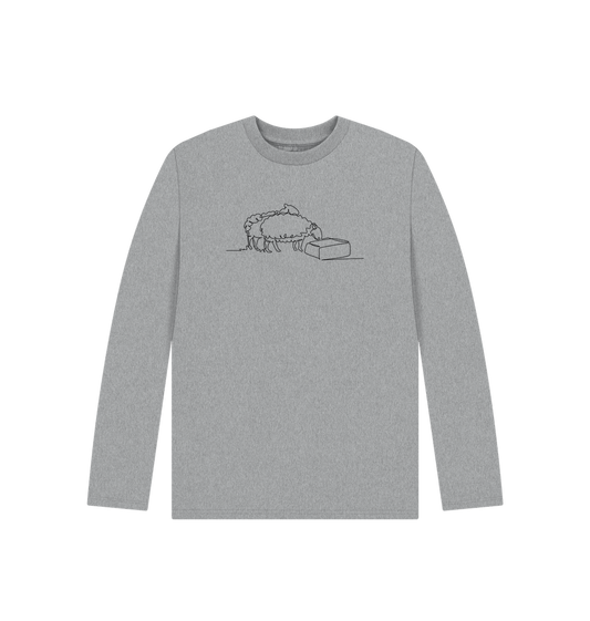 Athletic Grey Kid's Sheep Organic Cotton Long Sleeve Tee (Black)