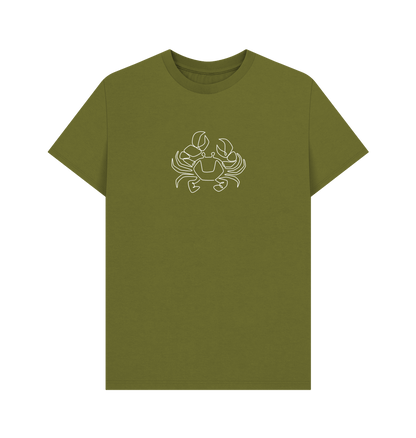 Moss Green Men's Crab Organic Cotton Basic Tee (White)