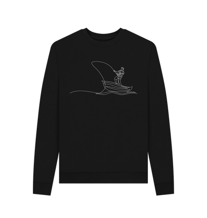 Black Women's Fisherman Organic Cotton Crewneck Sweater (White)