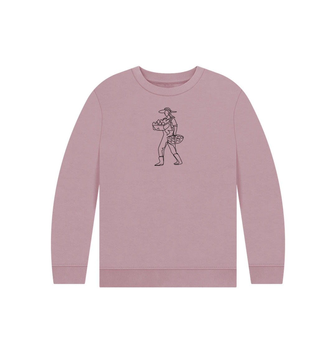 Mauve Kid's Harvest Organic Cotton Crewneck Sweater (Black)