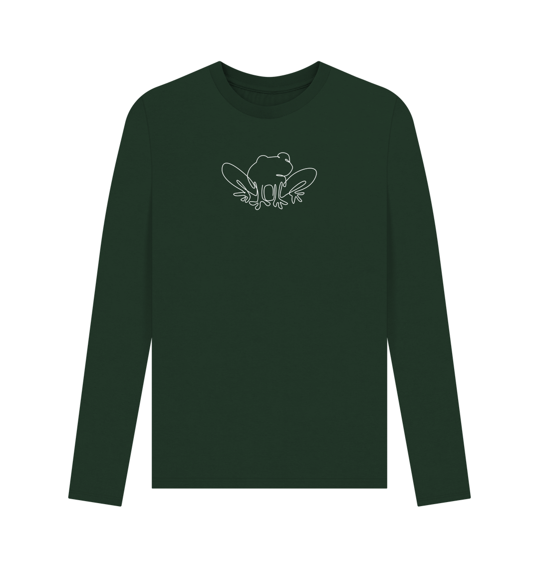 Evergreen Men's Frog Organic Cotton Long Sleeve Tee - White Design