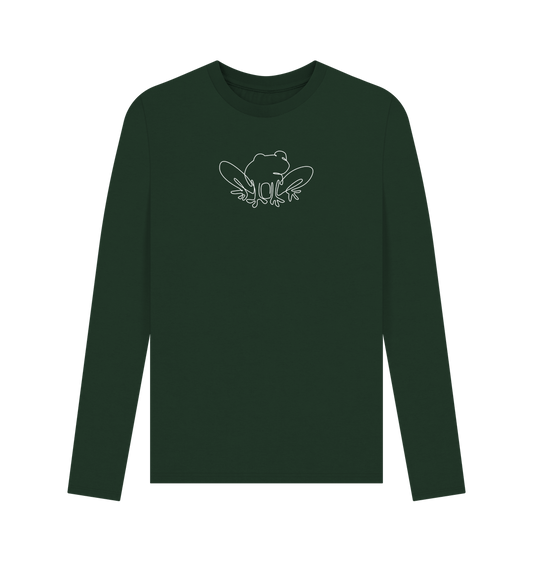 Evergreen Men's Frog Organic Cotton Long Sleeve Tee - White Design