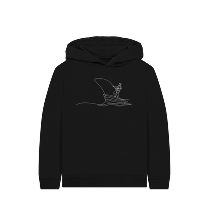 Black Kid's Fisherman Organic Cotton Pullover Hoodie (White)