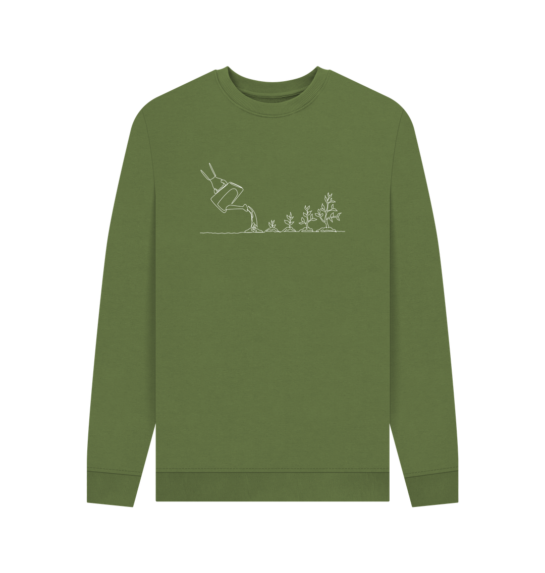 Khaki Men's Gardening Organic Cotton Crewneck Sweater (White)