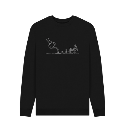 Black Men's Gardening Organic Cotton Crewneck Sweater (White)