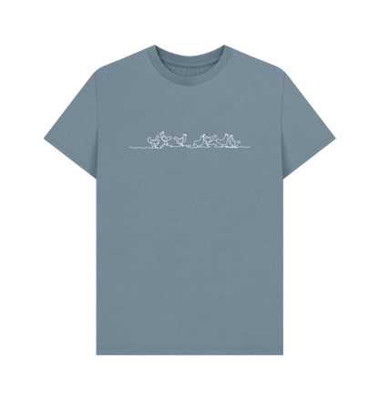 Stone Blue Men's Chickens Organic Cotton Basic Tee (White)