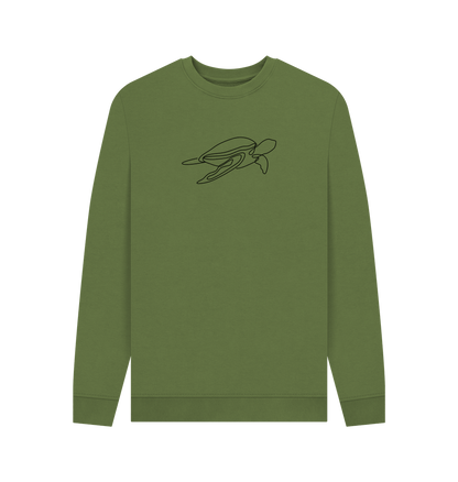 Khaki Men's Sea Turtle Organic Cotton Crewneck Sweater (Black)