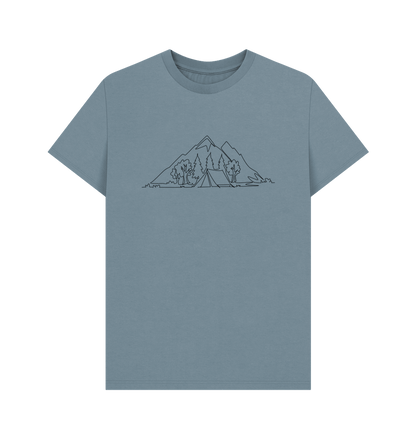 Stone Blue Men's Camping Organic Cotton Basic Tee (Black)