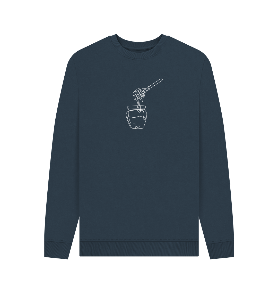 Navy Blue Men's Honey Organic Cotton Crewneck Sweater (White)