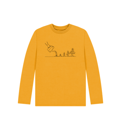 Mustard Kid's Gardening Organic Cotton Long Sleeve Tee (Black)