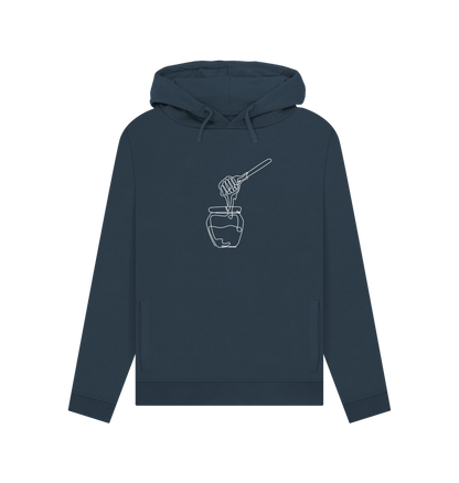 Navy Blue Women's Honey Organic Cotton Pullover Hoodie (White)