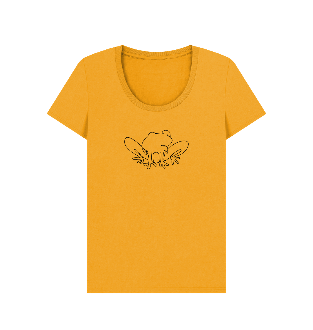 Mustard Women's Frog Organic Cotton Scoop Neck Tee (Black)