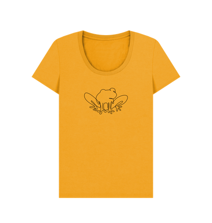 Mustard Women's Frog Organic Cotton Scoop Neck Tee (Black)