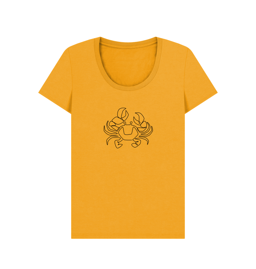 Mustard Women's Crab Organic Cotton Scoop Neck Tee (Black)