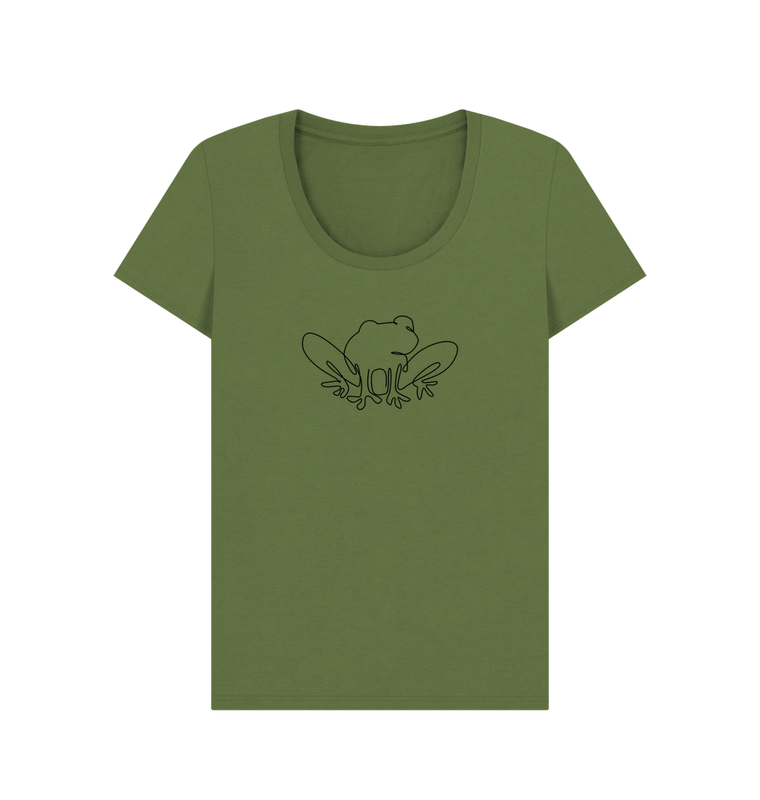 Khaki Women's Frog Organic Cotton Scoop Neck Tee (Black)